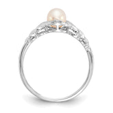 10k White Gold Fresh Water Cultured Pearl and Diamond Ring